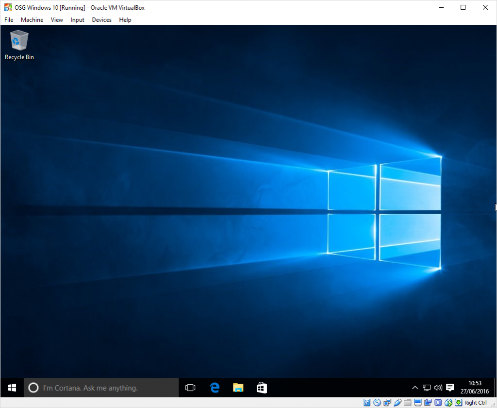 Windows 10 operating system installation