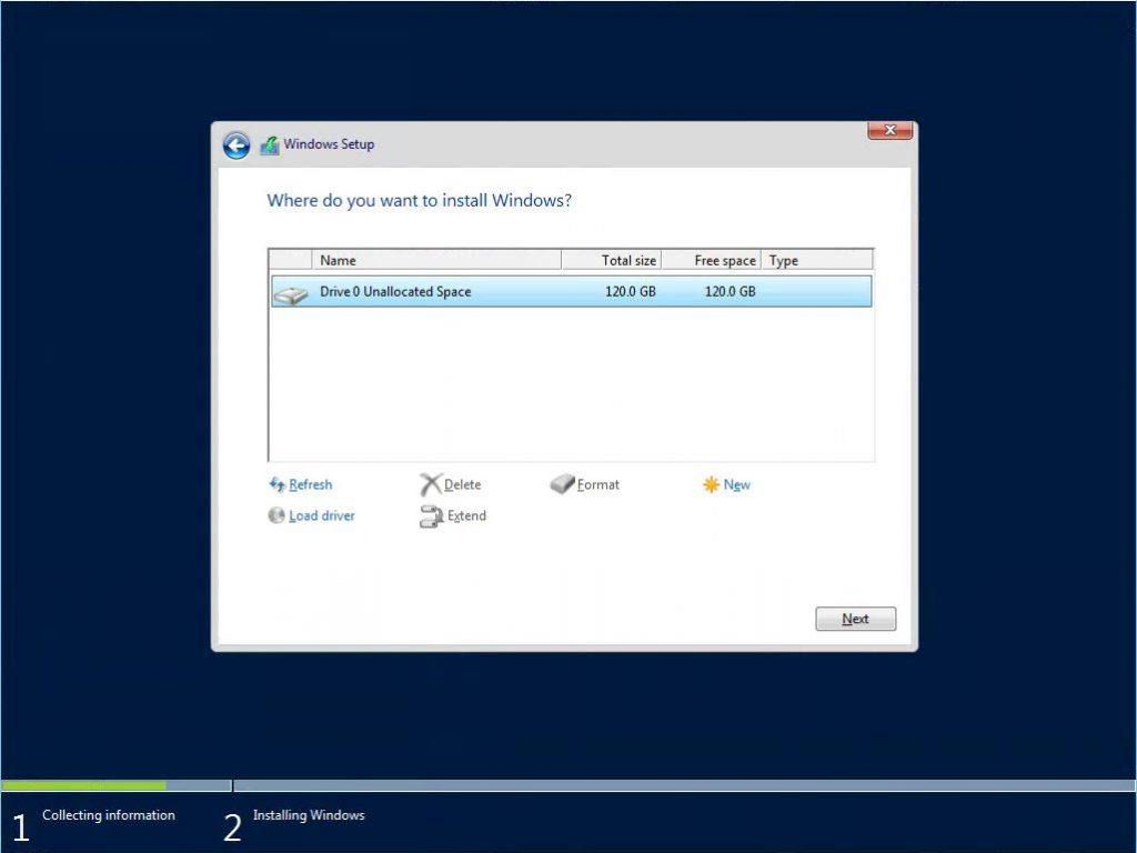 Windows Server 2016 installation tutorial